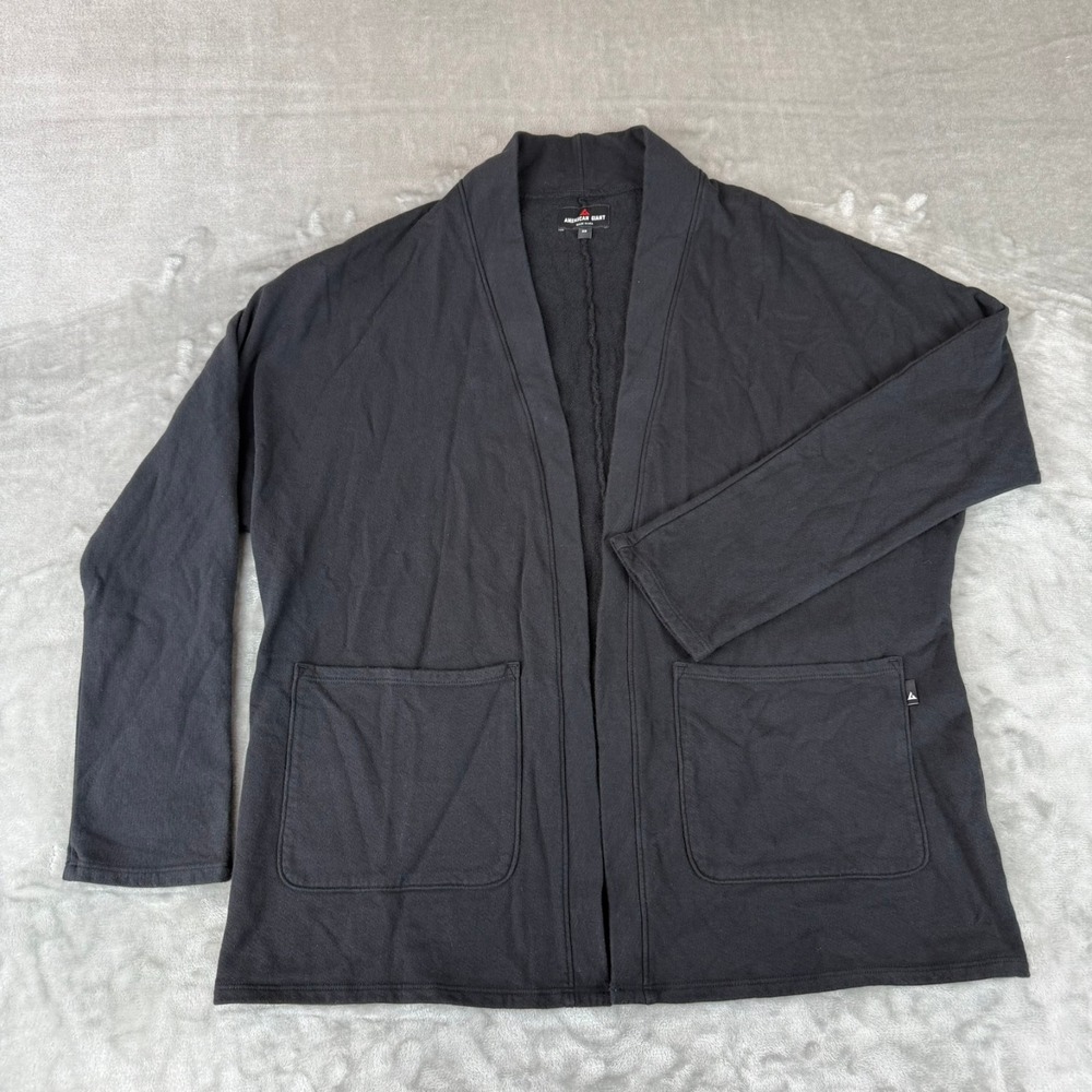American Giant French Terry Cardigan Womens XS Black Cotton $115 USA New NWOT